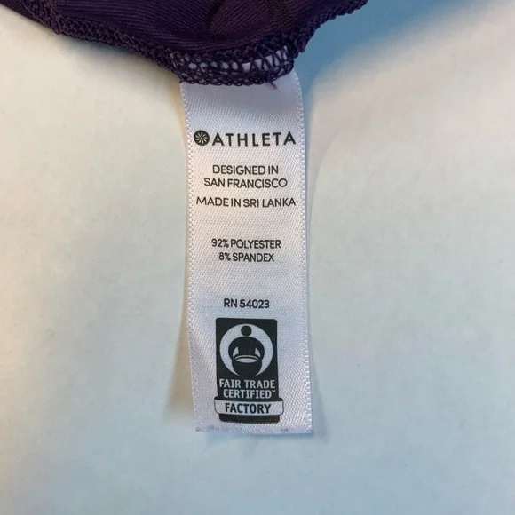 Athleta Chi High Neck Mesh Striped Racerback Tank Top Purple Womens Size XSP - Picture 5 of 7